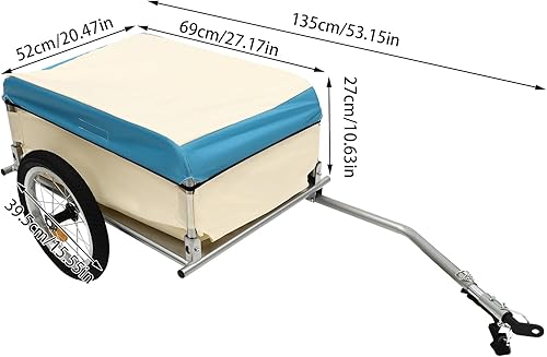 Rimorchio per bicicletta, rimorchio per mountain bike, pieghevole, 52 x 69 x 27 cm - Ysert