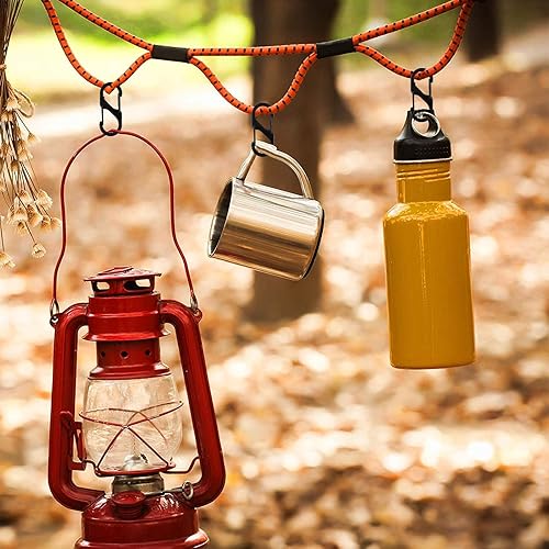 60 moschettoni a S, 50 mm/40 mm/32 mm, in metallo antifurto, doppio moschettone per campeggio, escursioni, chiavi (nero) - Ysert