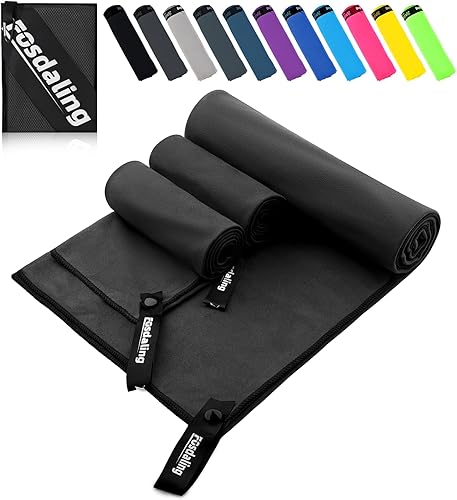 Set di 3 asciugamani in microfibra (grandi 160 x 80 cm e 2 piccoli 80 x 40 cm), ad asciugatura rapida, in microfibra per fitness e sport, per telo da spiaggia, asciugamano sportivo e - Ysert