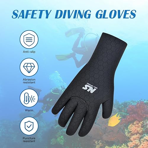 Guanti da immersione in neoprene, 3 mm, guanti da nuoto flessibili, con particelle antiscivolo per adulti - Ysert
