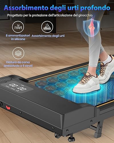 Tapis roulant per casa, walking pad con pendenza, tapis roulant elettrico con telecomando e indicatore LED, tapis roulant scrivania per ufficio/casa, 2,5 CV, capacità 120 - Ysert