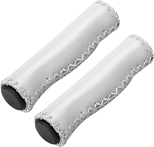 Manopole per Bici Marroni Manopole per Bici in Pelle Marrone Pu Sponge 1 Paio Manopole per Manubrio Bici Cucite a Mano Pu Manubrio per Bicicletta con Tappo (Marrone) - Ysert