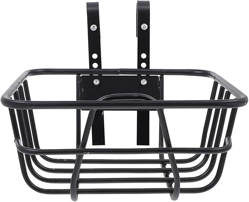 Cestino Anteriore per Bicicletta in Filo Metallico con Ganci o, Forte capacità di carico, Nero Senza Copertura, Bici da Uomo e da Donna, - Ysert
