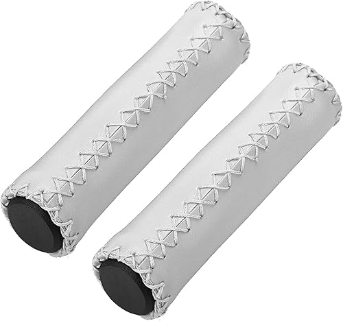 Manopole per Bici Marroni Manopole per Bici in Pelle Marrone Pu Sponge 1 Paio Manopole per Manubrio Bici Cucite a Mano Pu Manubrio per Bicicletta con Tappo (Marrone) - Ysert