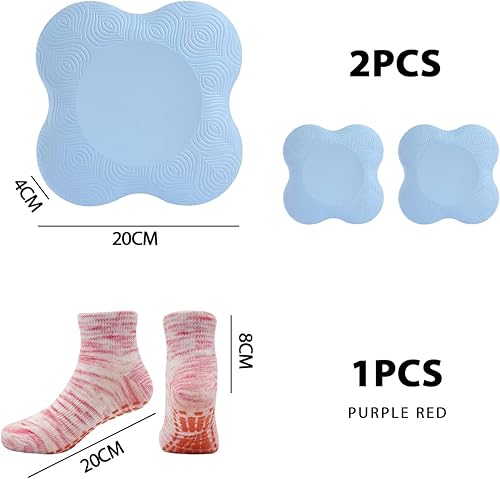 2 Ginocchiere da Yoga Con 1 Paio di Calzini, Tappetino Antiscivolo in TPE, Ginocchiere Ispessite e Tappetino Indipendente - Ysert