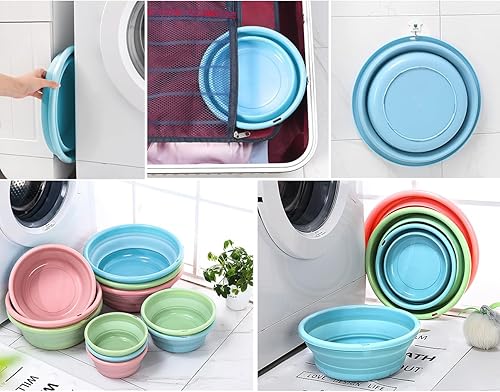 Bacinella pieghevole, lavabo pieghevole, lavabo rotondo pieghevole, cesto multiuso portatile, in silicone, per cucina, viaggi, campeggio, escursionismo (rosa, M) - Ysert