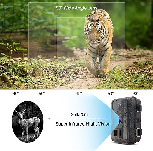 Fototrappola Victure Fotocamera Caccia 32MP 1080P HD Impermeabile IP66 Fototrappola Infrarossi Invisibili con 0.7s Velocità di Innesco Fino a 85ft/22m con Scheda da 32GB - Ysert