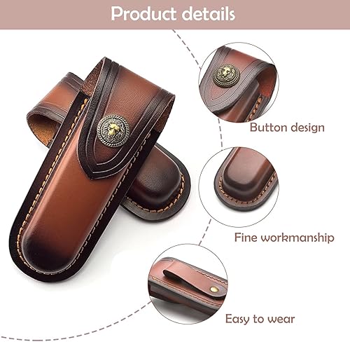 YULIAO Fodero per Coltello Pelle, Borsa per Coltelli Pieghevole, Custodia Coltelli, Fodero per Coltelli, Custodia per Coltelli da Cintura, Fodero Per Coltelli Tascabili, Adatto per Coltelli da Tasca - Ysert