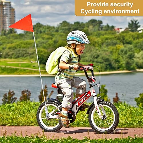 Jortmrd Gagliardetto per Bicicletta, 150 cm Bandiera per Bicicletta di Sicurezza per Bambini, Regolabile Bandiera Bicicletta Bambini (Rosso) - Ysert