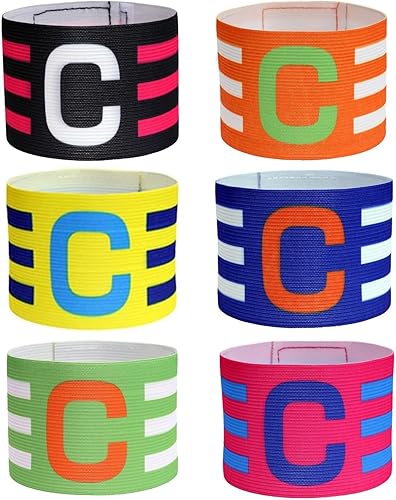 6 Pezzi Fascia Capitano Calcio Fascia da Capitano Calcio Regolabile per Adulti Elastico Multicolor Adatto per Adolescenti - Ysert