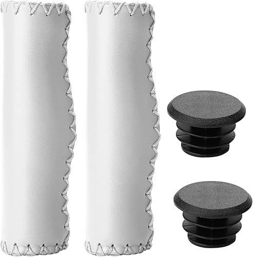 Manopole per Bici Marroni Manopole per Bici in Pelle Marrone Pu Sponge 1 Paio Manopole per Manubrio Bici Cucite a Mano Pu Manubrio per Bicicletta con Tappo (Marrone) - Ysert