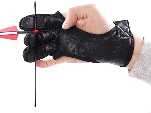 Guanti a tre dita in pelle Caccia Arco E Freccia Tiro con l'arco Finger Protect Tiro con l'arco Guanto Finger Tab Accessori - Ysert