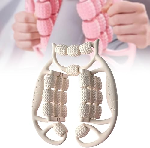 Rullo muscolare a mano per le gambe rulli per gambe rulli per gamba di cellulite 24 ruote strumenti di massaggio per il collo golfista, Bianco - Ysert
