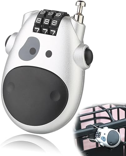 Lucchetto Per Valigia Bici,Lucchetto Con Cavo,Lucchetto Per Casco Moto,Lucchetto Con Codice a 3 Cifre,lucchetto Scooter,Lucchetto a Combinazione Bici,Lucchetto Universale a Codice Argento - Ysert