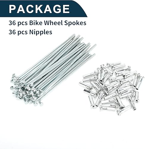 Raggi per Bicicletta Raggi Ruota Bici Argento Nipple 1 Set 14G 80mm Lunghezza Acciaio al Carbonio Zincato - Ysert