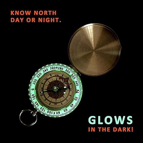 Bussola Militare in Metallo Mini Bussola di Navigazione Portatile in Rame, Impermeabile e Luminosa, Che Brilla al Nero, Multifunzionale Retro con Inclinometro per Escursioni - Ysert