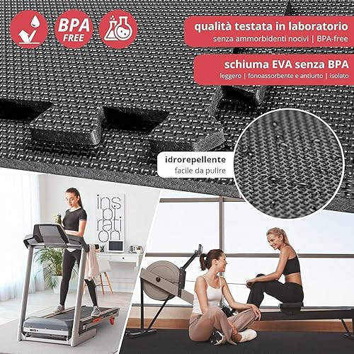 Tappeto Palestra, Tappeto Puzzle, Tappeto Gomma Antiscivolo, Tappetino Palestra, Tappetino Fitness, Home Gym, Tatami Palestra, Tappeti, Tappetino Ginnastica, x12 Puzzle 30x30cm 12mm - Ysert