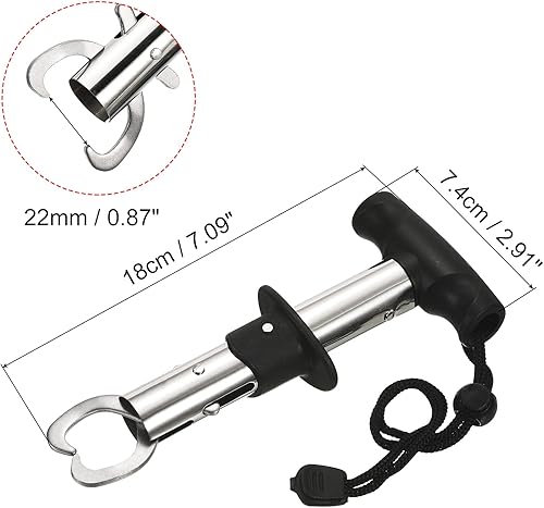 Pesce Labbro pinze, Inossidabile Acciaio Forma T Manico Pesce Impugnatura Presa Supporto per Pesca, Nero - Ysert