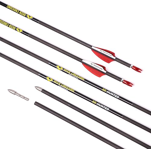 31 Pollici Frecce in Carbonio Spine 250 350 400 500 600 700 800 900 1000 OD 5,6mm ID 4,2 mm Caccia Pratica Frecce, per Adulti Giovani Arco Compound Arco Ricurvo Riprese 6/12 Pezzi - Ysert