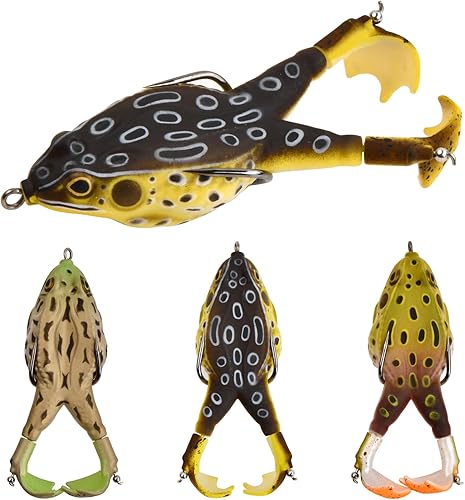 3 pezzi di rana da pesca,9 cm Esche per rana doppia elica,Esca artificiale morbida rotante a 360 °,Esca per la Pesca della Rana in Silicone,Esche Rana,per la pesca all'aperto - Ysert