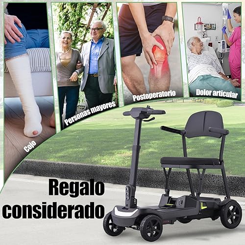 TODIMART YL-219 Scooter Elettrico 4 Ruote, Scooter Disabili e Pieghevole per Adulti, Leggero, Pieghevole, per Anziani con Batteria Rimovibile, Fari a LED e Fanale posteriore - Ysert