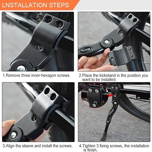 Cavalletto per Bici, Regolabile Alta qualità Alluminio Lega Cavalletto Laterale per 24”-28” Mountain Bike, Bici da Strada, Biciclette, MTB Bici - Ysert