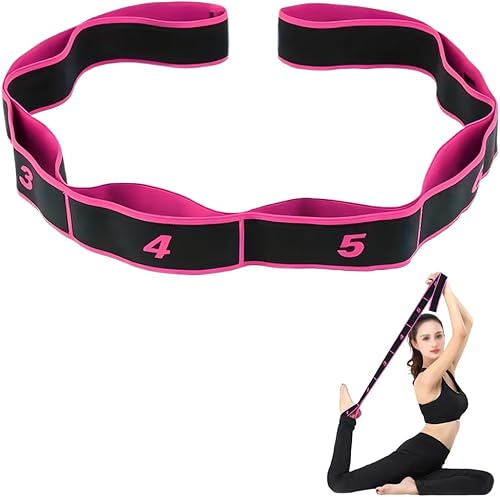 Fascia Elastica Fitness, Elastico Fasce di Resistenza, Cinturino per Esercizi con 8 Loops, Yoga Stretching Band, per Yoga, Pilates, Fitness, Stretching, Allenamento, Danza, Rosa - Ysert