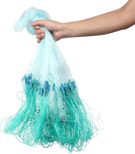 Rete da Pesca 50 M di Lunghezza 1,5 M di Altezza - 3 Strati in Nylon Pesante Con Accessori per Galleggiante, Lavello a Rete Piccola - Strumento Pratico Regali (3 Dita) - Ysert