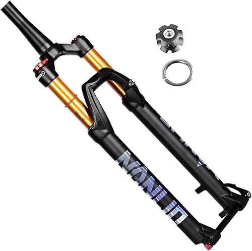 Forcella Anteriore per Bicicletta MTB, canotto Conico 1-1/2'' Air Mountain Bike Forcelle Ammortizzate 26 27,5 29 Pollici Corsa 120 mm Perno Passante 100 * 15 mm Regolazione smorzamento - Ysert