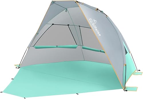 WolfWise Tenda da Spiaggia Portatile per 2-3 Persone UPF 50+ Tenda Parasole a con Pavimento Estensibile, Beige - Ysert