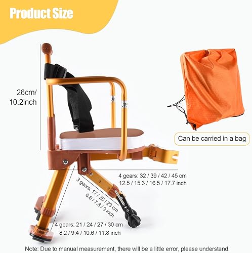 Seggiolino per bici per bambini, in lega di alluminio, portatile, pieghevole, montato sul davanti, seggiolino di sicurezza per mountain bike, adatto per biciclette ibride e biciclette da città - Ysert