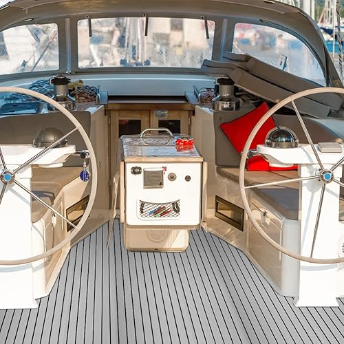 Tappeto Antiscivolo per Pavimenti Marine Boat Yacht, Tappetino per Pavimenti in Teak Eva Sintetico per Barche e Kayak, 240 * 90 * 0,6cm(Grigio Chiaro) - Ysert