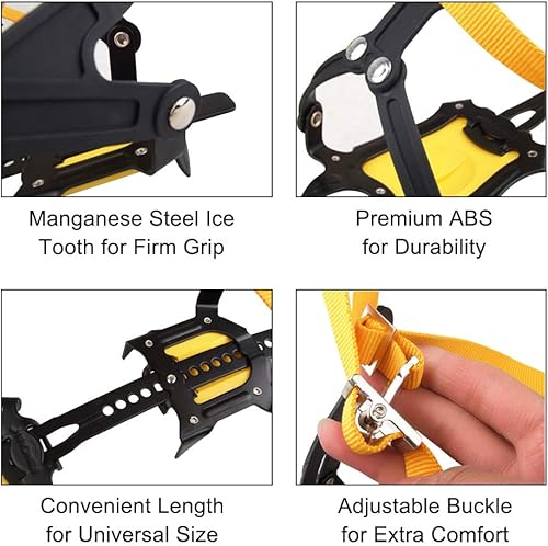 Ramponi Alpinismo, Ramponi Dispositivo di Trazione Tacchetti Alpinismo Anti Slip Ramponi Cintura da Sci per Ghiaccio Neve Sicuro Proteggere Scarpe Ramponi Sport Estremi - Ysert