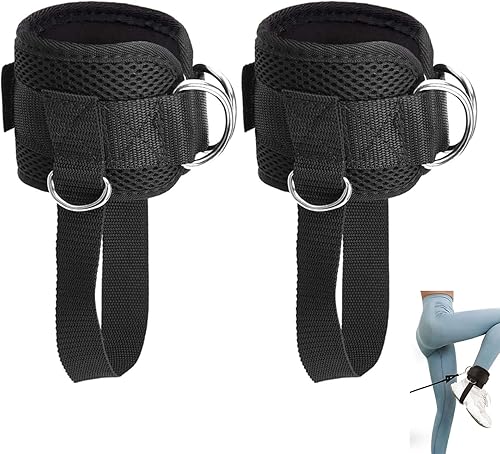 2 Pezzi Cavigliere Cavi Palestra Cinghie alla Caviglia per Il Fitness Cavigliere Cavi Palestra Cavigliere Sportive con Anelli a D Ankle Strap per Allenamento delle Gambe - Ysert