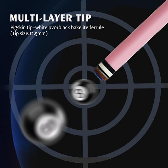 Stecca da Biliardo Professionale T700 in Fibra di Carbonio, Testa da 12,5 mm, 57,9” Per Giochi Con Otto e Nove Palle Nere - Ysert