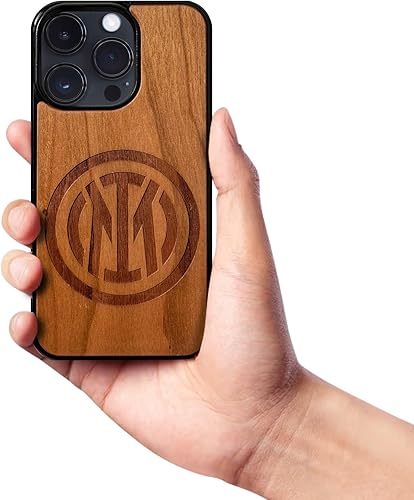 Inter Cover Ufficiale in Legno 100% sostenibile, Compatibile con iPhone 15 PRO Max, Resistente, Idea Regalo - Ysert