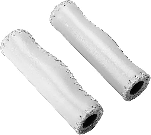 Manopole per Bici Marroni Manopole per Bici in Pelle Marrone Pu Sponge 1 Paio Manopole per Manubrio Bici Cucite a Mano Pu Manubrio per Bicicletta con Tappo (Marrone) - Ysert