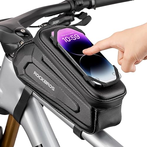ROCKBROS Borsa Bici, Borsa Telaio Bici, Porta Cellulare MTB, Borsa Manubrio Bici Impermeabile, 1,5L Grande Capacità, Touch Screen Sensibile, Smartphone sotto 6,5 Pollici, Accessori Bici - Ysert