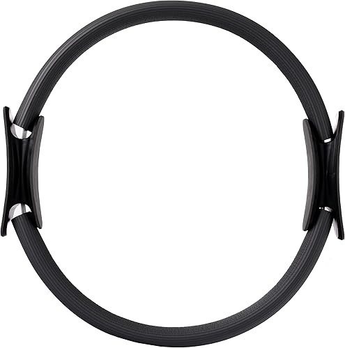 Anello per Yoga e Pilates Ø 38 cm, Ruota Fitness con Doppia Maniglia, Cerchio per Esercizio, Anello Flessibile per Addestramento del Core e Grassi, Cerchio Magico, Anello Yoga (Nero) - Ysert