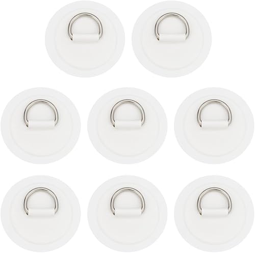 8 pezzi in acciaio inox D-ring Patch per gonfiabile barca kayak canoa D-ring PVC Patch Stand-Up Paddleboard Canoa Rafting Accessori (bianco) - Ysert