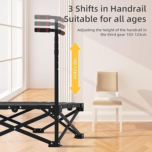 Trampolino rimbalzante Pieghevole, Mini Trampolino Mini Fitness Silenzioso per Allenamento a casa con barretta Regolabile, Trampolino di Esercizio Silenzioso per Allenamento Personale Interno - Ysert