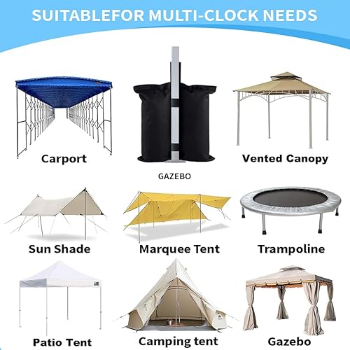 QOCUILC Set di 4 Sacchi di Sabbia per Gazebo e Ombrelloni, Pesi Zavorra a Doppia Camera, Fissaggio Facile, Caricabili Fino a 7kg, per Tende, Treppiedi e Altro, Nero - Ysert