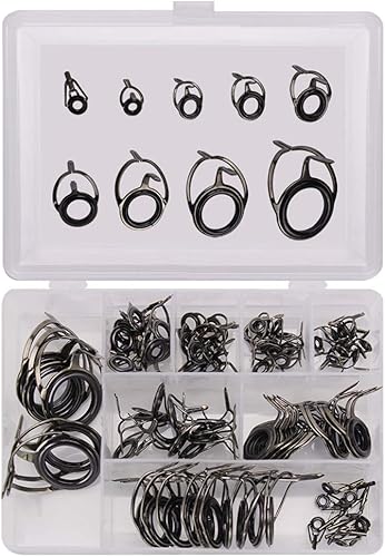 Guide per canne da Pesca Kit di Riparazione per canne da Pesca Casting Rod Spinning Lure Casting Guide Guida in Carbonio in Acciaio Inossidabile ceramico 85 Pezzi per Scatola - Ysert