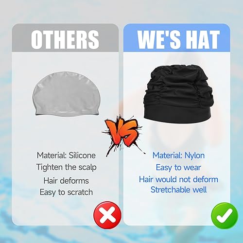COMNICO Cuffia da nuoto da donna, in tessuto di nylon, cuffia da nuoto extra large, elastica, confortevole, per donne e uomini, capelli molto lunghi e spessi per mantenere l'acconciatura - Ysert