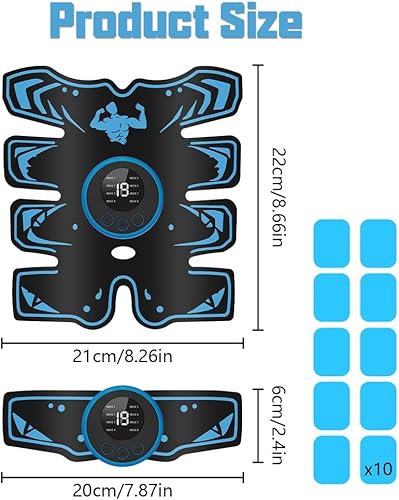 flintronic Elettrostimolatore per Addominali, EMS Stimolatore, Elettrostimolatore Muscolare con USB Ricaricabile, 8 modalità e 19 Intensità, Elettrostimolatore Glutei/Addome/Braccia/Gambe - Ysert