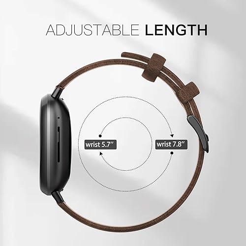 Cinturino in vera pelle, compatibile con Fitbit Versa 3/Fitbit Sense da uomo, in vera pelle, compatibile con Fitbit Versa 3, Maroon - Ysert