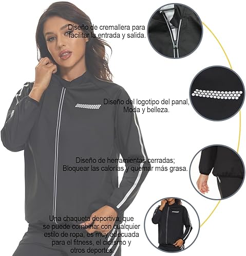 LAZAWG Tuta da sauna da donna, con maniche lunghe - Ysert