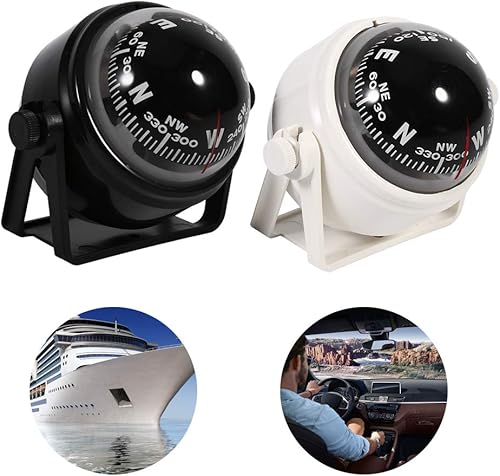 Bussola Per Barca, Bussola Marina Regolabile Multifunzionale Bussola Marina Per Visione Notturna Per Camion, Roulotte, Barche (Nero) - Ysert