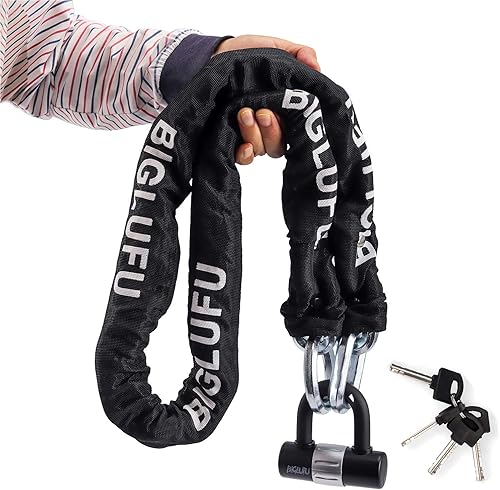 BIGLUFU Lucchetto Bici Catena Bicicletta Antifurto 120cm12mm,Con u lock e 4 tasti, Catena di Blocco Zinco Rinforzato Resistente, per Biciclette, Motocicli, Scooter, Cancelli (120cm 3kg) - Ysert