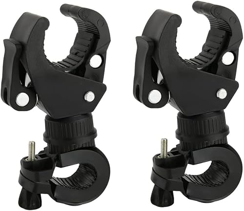 Fixinus 2 pezzi supporto per torcia per bicicletta, girevole a 360 gradi, clip universale per manubrio per mountain bike e bicicletta, supporto luce LED, fotocamera d'azione, GPS - Ysert